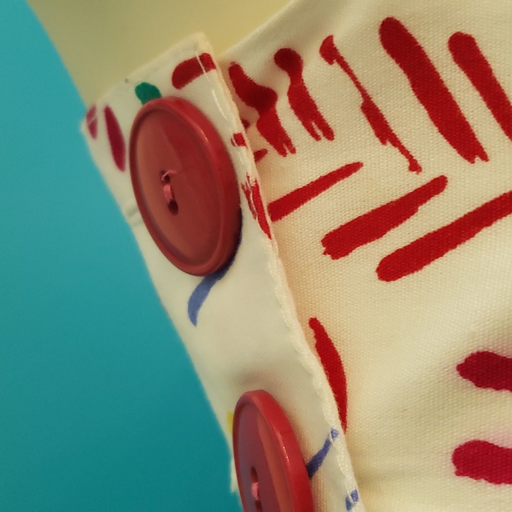 VINTAGE SUNDRESS Geary Roark Kamisoto. Size 10. White with multicolored pattern. - Picture 2 of 13